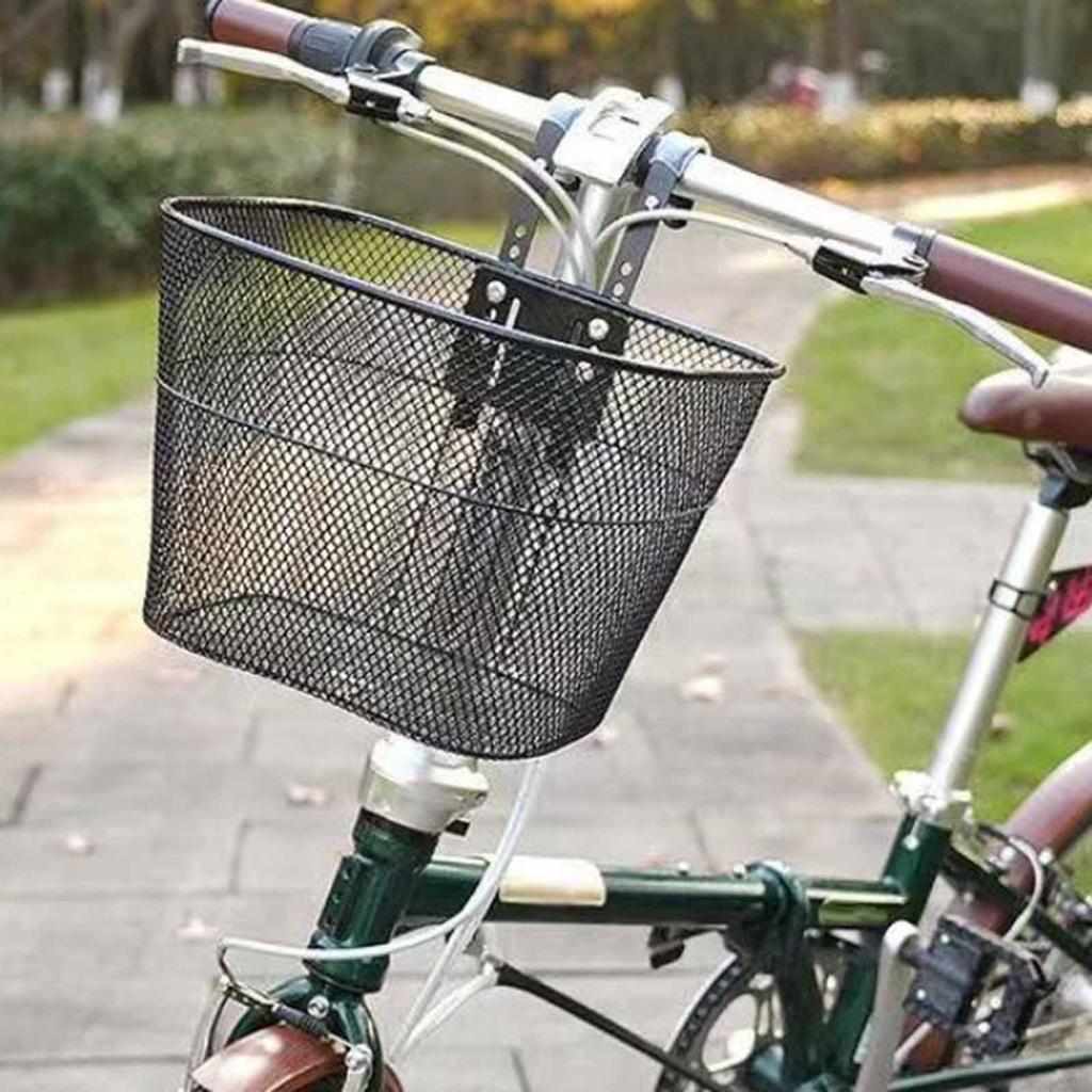 Detachable Front Bike Basket,Metal Wire Basket,with Hooks Adjustable Fitting for Outdoor