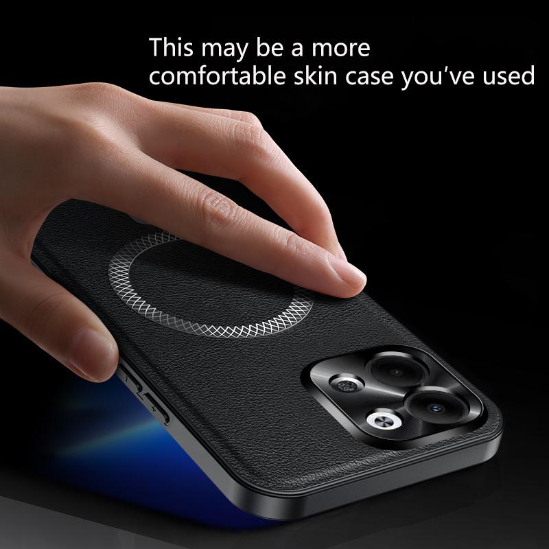 Для Oppo Reno 9 и Reno 9 Pro Чехол Магнитный Элегантный Кожаный Износостойкий Объектив Полностью Закрытый Нескользящий Защита Края Чехол