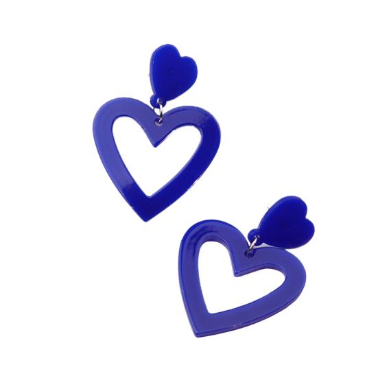 1 пара серег-гвоздиков в форме сердца, акриловые серьги-подвески, гипоаллергенные, красочные, простые для