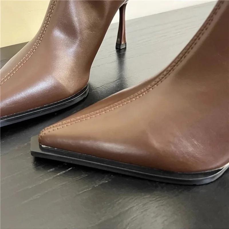 Ladies Shoes  Hot Sale Zipper Knee-High Women's Boots Autumn Pointed Toe Solid High Heels Elegant Fashion Versatile Boots