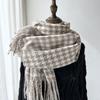 Qiandongge Шарф Женский Осенне-зимний Новый Двусторонний Имитация Кашемира Клетчатая Шаль Теплый и Утолщенный Шарф