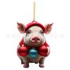 Festive Pig Cartoon Acrylic Pendant Cute Christmas Decoration For Interiors Vehicle