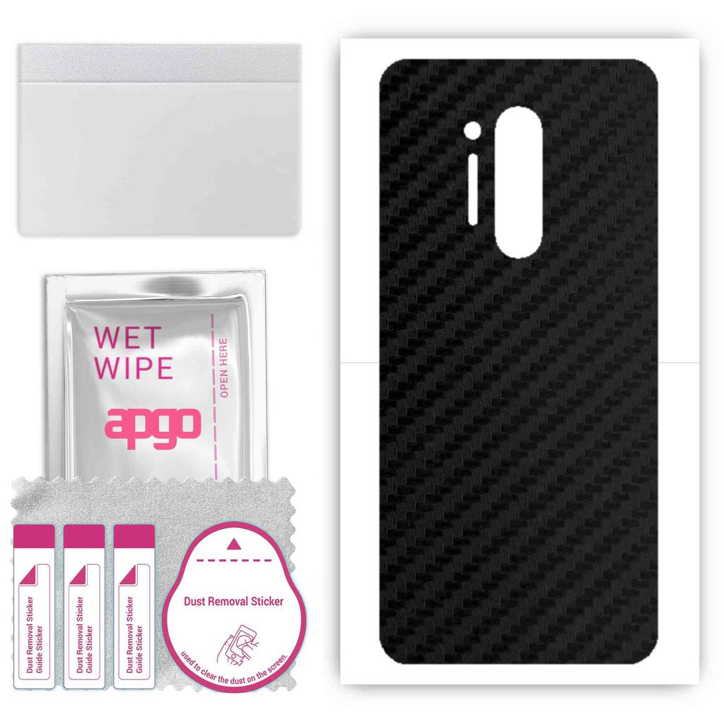 apgo Protective Skin Sticker for the Back Compatible with OnePlus 8 Pro, Wrap Film, Foil, Vinyl - Pattern Carbon Black