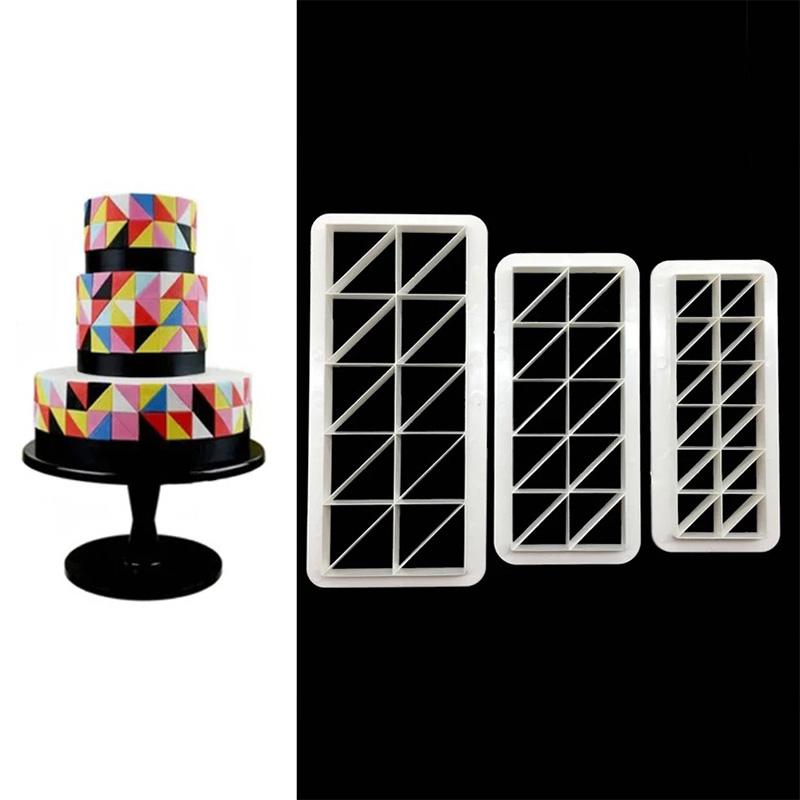 3 шт. Инструменты для выпечки, шестигранная круглая форма для помадки, квадратная треугольная пластиковая форма для украшения торта, геометрическая сетка, форма для печенья