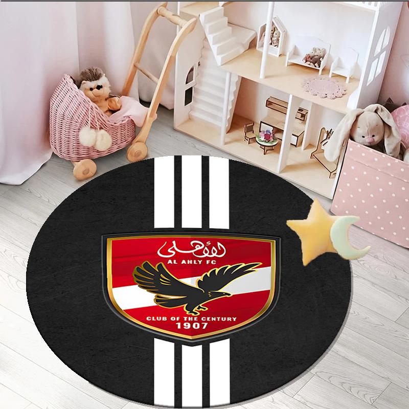 1PC round rug Ahly Football club Printed Round Area Rug ,Rug For Home Office, Round Chair Rug, Decorative Carpet Fan gifts Christmas gift