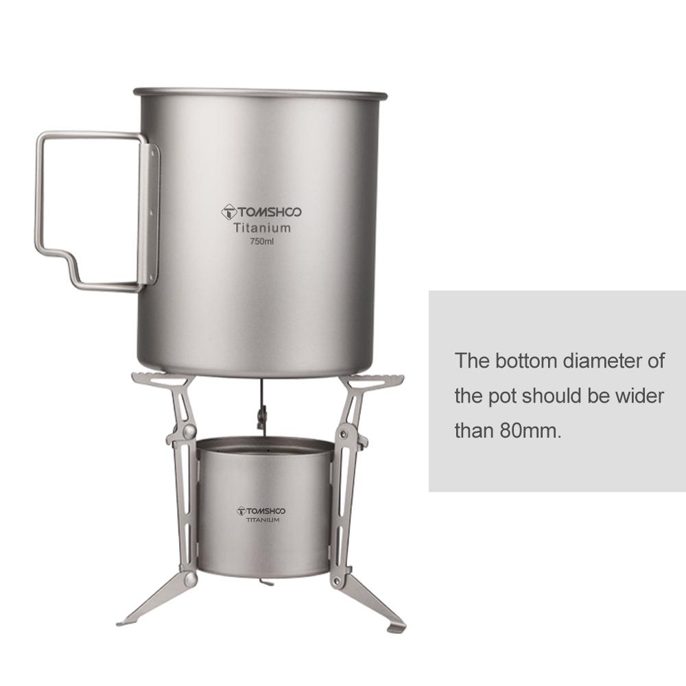 TOMSHOO Титановая спиртовая плита со складными ножками и подставками для кастрюль для кемпинга и походов