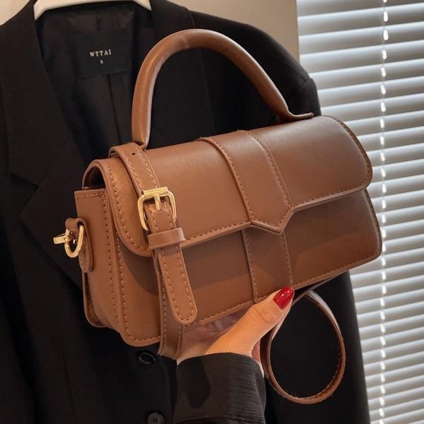 Ретро Однотонная Сумка 2026 Новая Мода Маленькая Квадратная Сумка на Плечо Crossbody Винтажная Сумка на Магнитной Застежке CLE