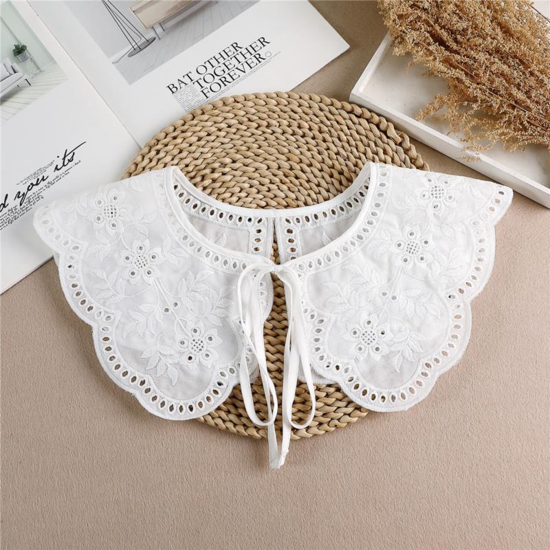 Lace Fake Collar Women Detachable Collars For Women False Collar Embroidery Floral Lolita Lapel Half Shirt Shawl Wrap Decoration