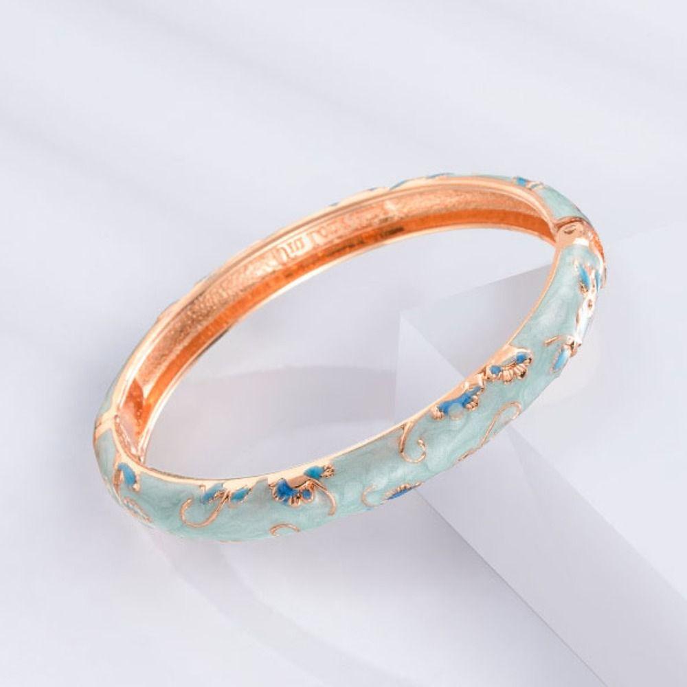 Традиционный винтажный браслет-эмаль в стиле перегородчатой эмали для женщин, браслет на руку с ажурным цветком, женский браслет