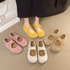 Мори ретро желтый обувь Boken женская обувь 2025 весна новая неглубокая мягкая подошва обувь бабушки Doudou на плоской подошве одинарная обувь