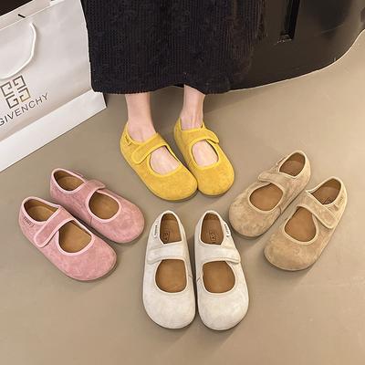 Мори ретро желтый обувь Boken женская обувь 2025 весна новая неглубокая мягкая подошва обувь бабушки Doudou на плоской подошве одинарная обувь