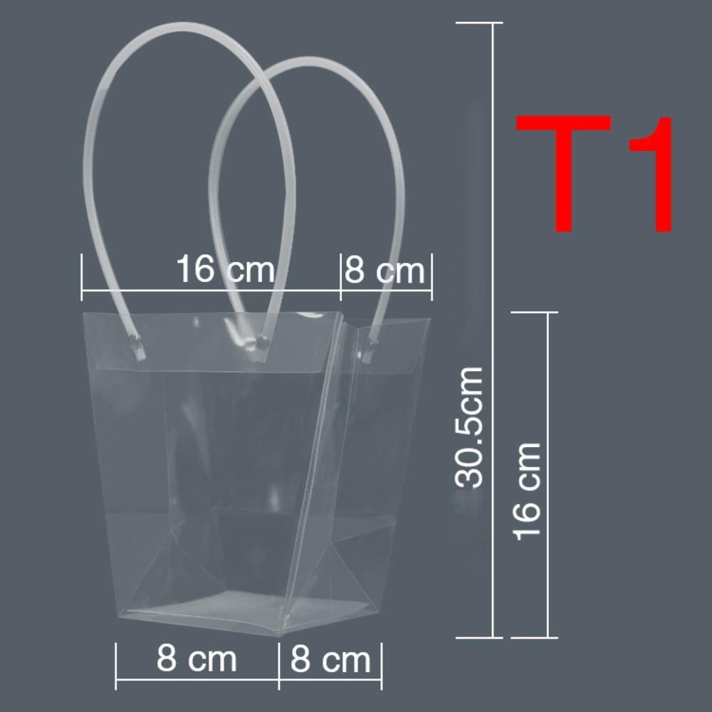 Transparent Flower Gift Packing Box Plastic Clear Tote Bag Large Capacity Hand Gift Bag