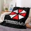 1Pc Umbrella Corporation Logo Flannel Blanket, Soft And Comfortable, Casual Warm, Camping Travel, Christmas, Halloween Xmas Gift L1543
