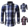 Men's Long Sleeve Plaid Shirt Fashion Lapel Casual Long Sleeve Men's Shirt Tops