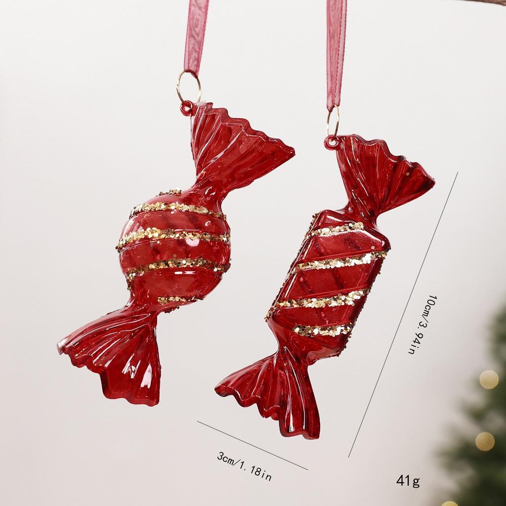 Christmas Pendant Pet Plastic Christmas Tree Hanging Decoration Drop Ornament Gold Glitter Plastic Christmas Decoration Pendant
