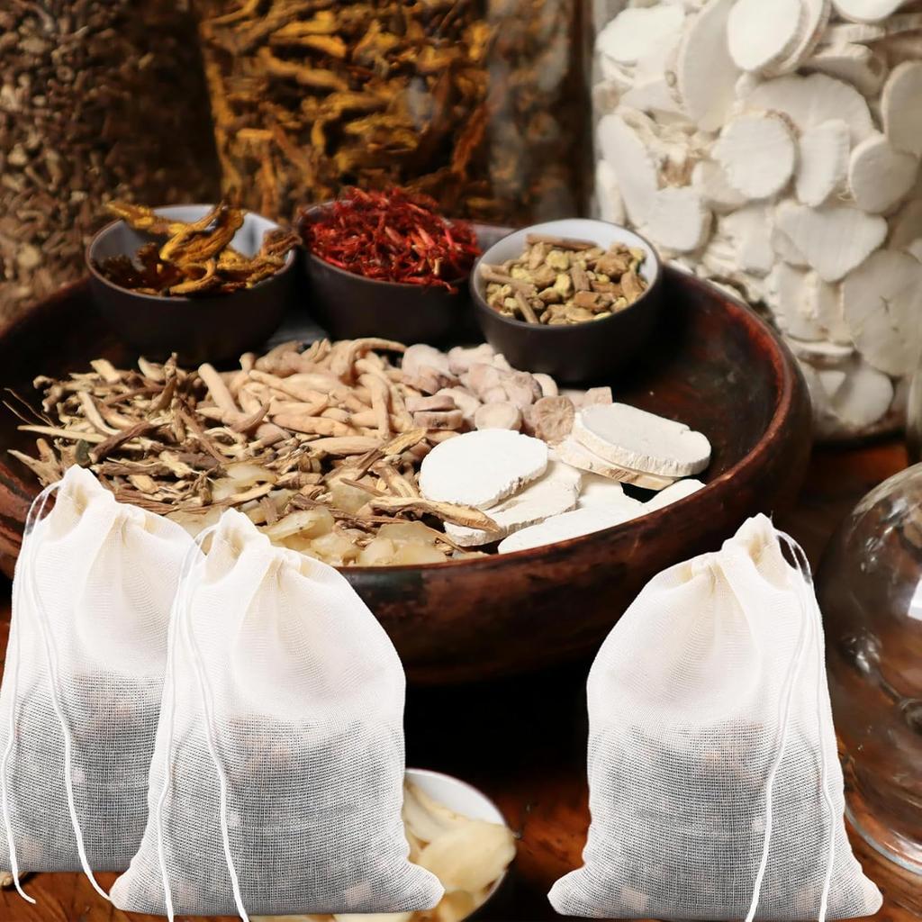 30 Pcs Spice Bags for Cooking, 3.86x3.15 Inch Reble Drawstring Muslin Soup Empty Tea Bags Straining Filter Cheesecloth Sachet for Spices Tea Loose