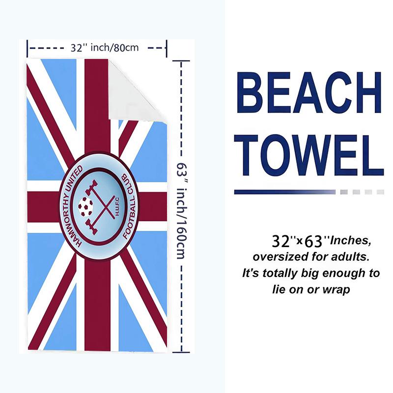 Hamworthy United F.C Print Beach Towel, Large Soft Quick Dry Towel for Beach Camping Swimming