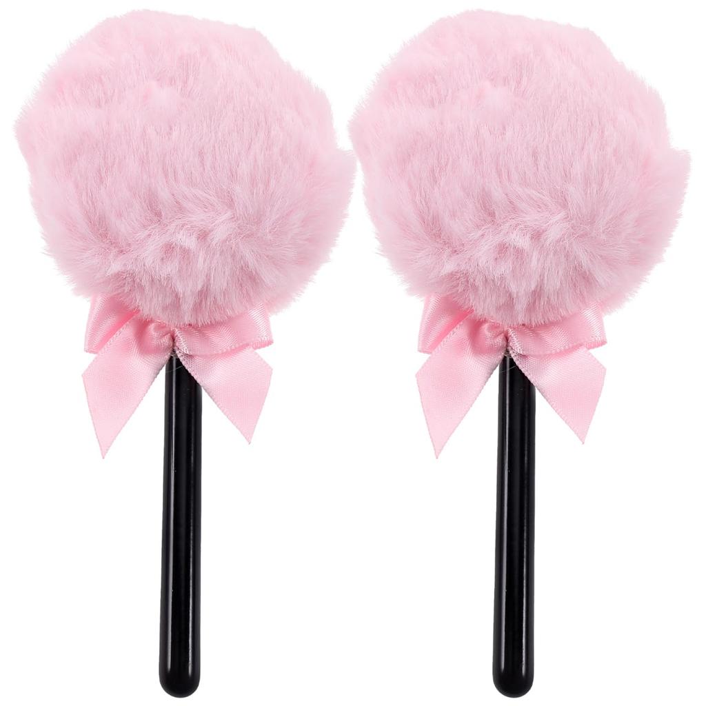 2pcs Lollipop Powder Puff Under Eyes Fluffy Loose Body Puffs Cosmetic Makeup Handle Tools and Large Face for Girls Mineral Soft Round Women Shape