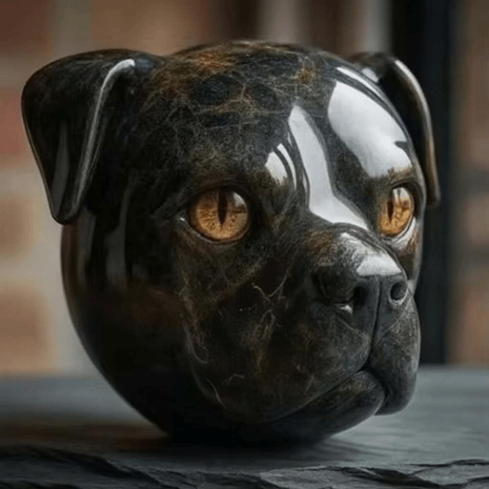 Hot Small Owl Sculpture Resin Luxury Dog Sculpture Marble Texture Home Ornament Gift