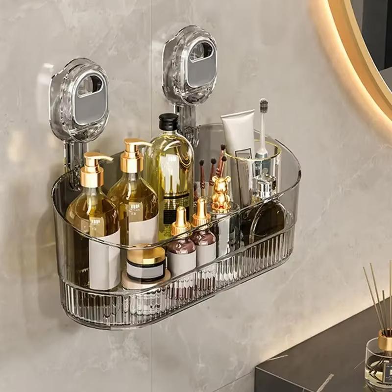 Acrylic Bathroom Shower Shelf Organizer with Suction Cup,Transparent Storage Rack for Skin Care Products, Bathroom Supplies Rack