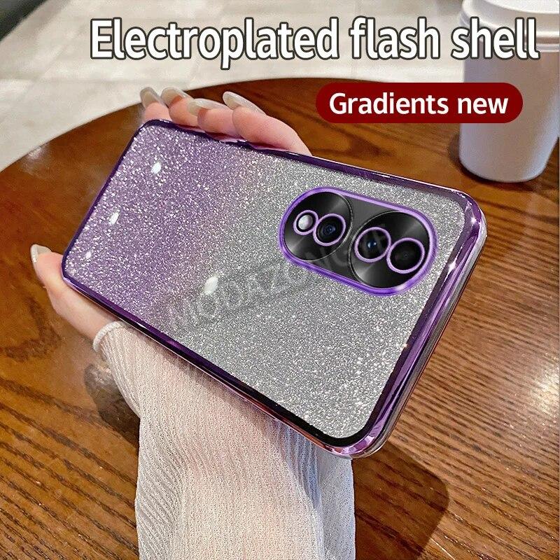 For Honor 70 5G Case Electroplating Luxury Soft Glitter TPU Cell Phone Back Cover Honor70 5G Phone Casing For Girl Woman