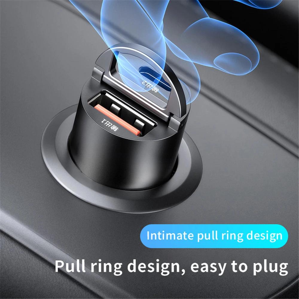 Mini 200W PD QC Pull Ring Быстрая зарядка автомобильное зарядное устройство USB C автомобильное зарядное устройство для телефона адаптер для iPhone 13 12 Xiaomi Samsung Huawei