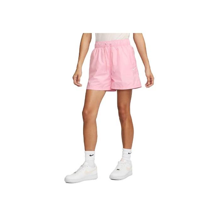 Nike Sportswear Essentials Solid High-Waist Straight Regular Shorts Women Bottoms Pink DM6761-690