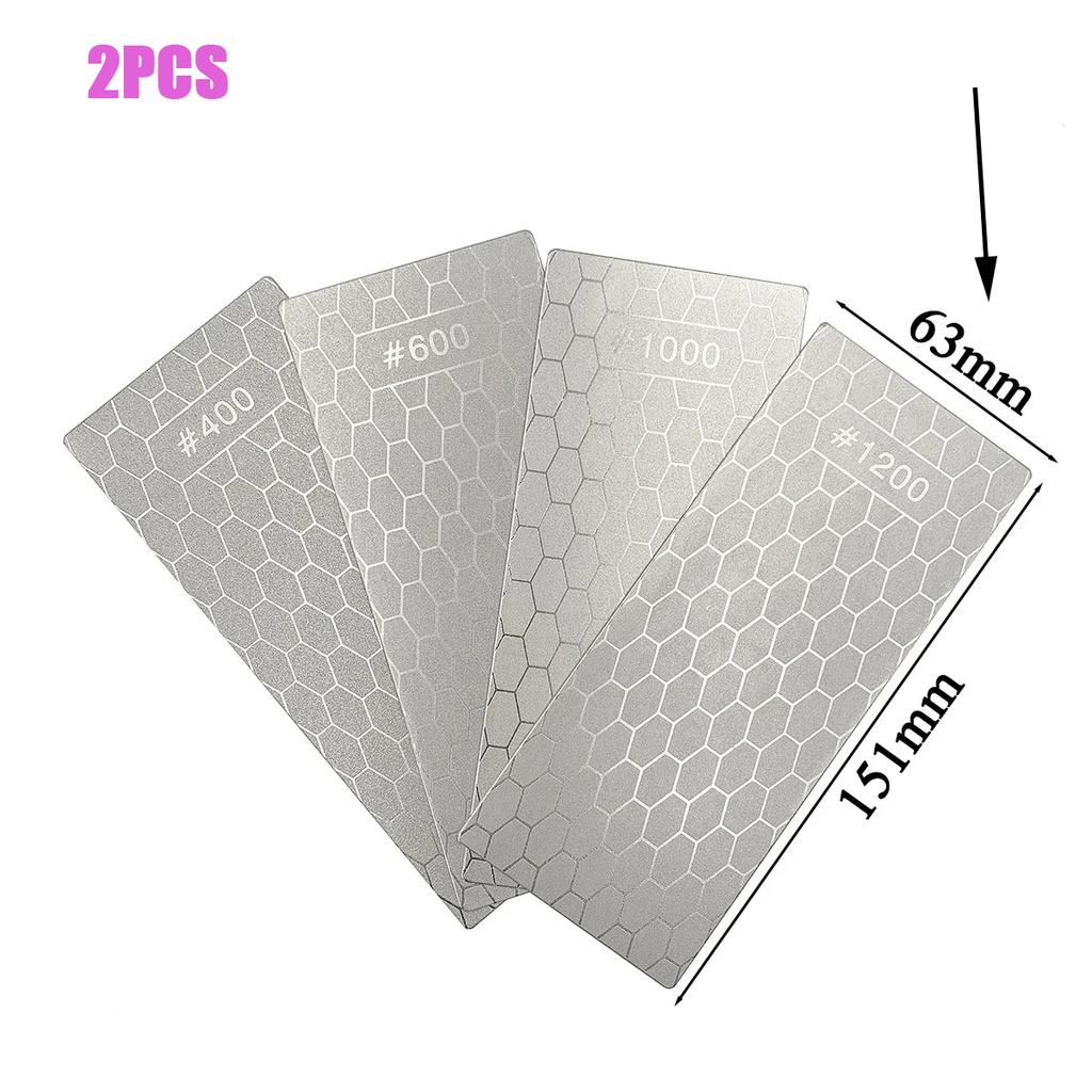 2PCS Diamond Knives Sharpening Stone 400# 1000# 600# Grindstone Knife Sharpener Ultra-thin Honeycomb Surface Whetstone Set