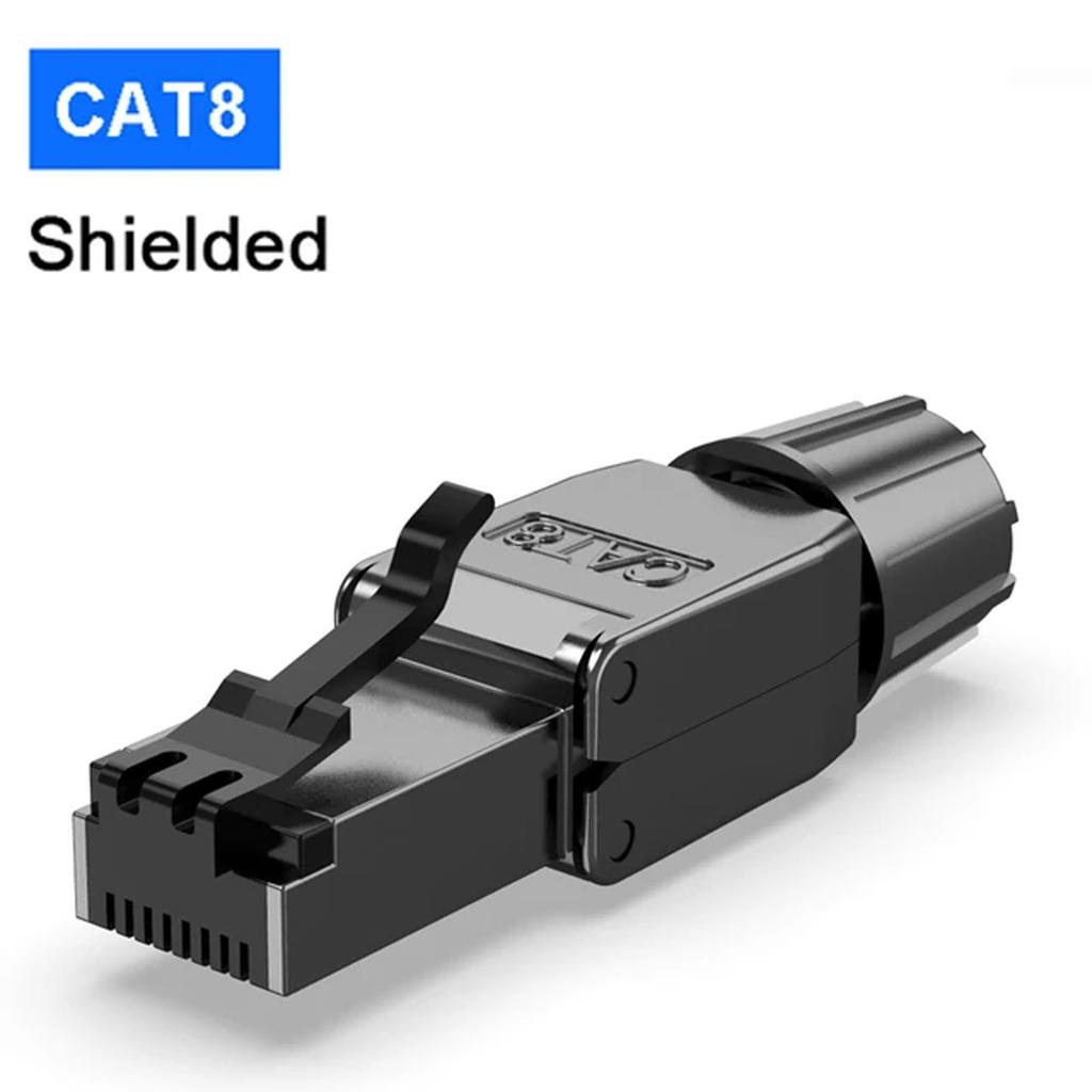RJ45 Cat8 Cat6A Tool-Free 40Gbps 2000MHz 22-26AWG Reusable Solid Installation Ethernet Plug for Industrial LAN Network Cable