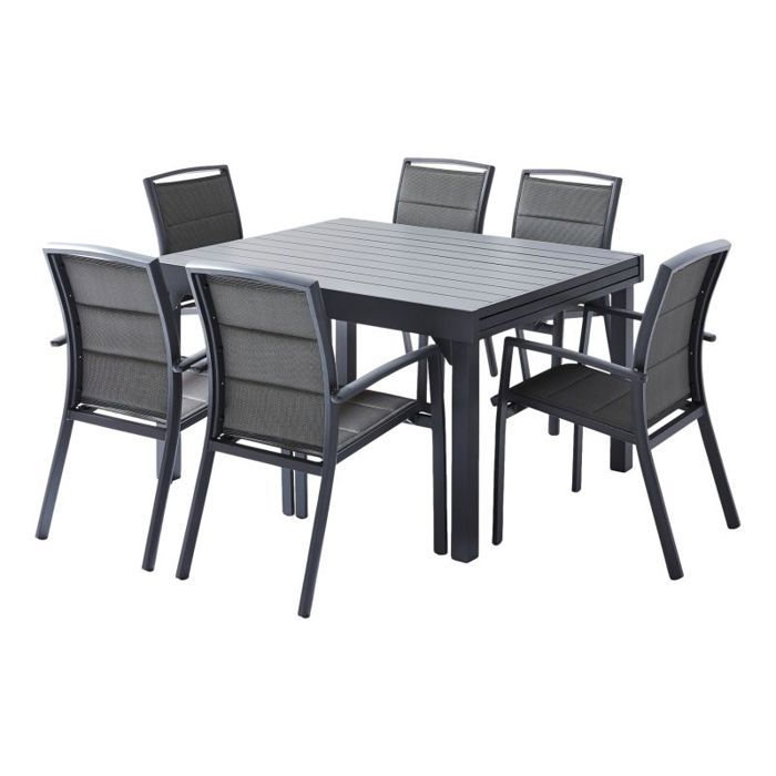 Salon de jardin Ensemble Modulo T 6 / 10 + F 6 Full Alu Gris Wilsa Garden