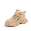 Ботильоны для мальчиков и девочек с мехом, детские спортивные ботинки, теплые на зиму 2024 года, новые модные милые короткие ботинки для студентов, нескользящая мягкая подошва
