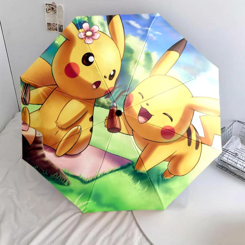 Узор Пикачу, автоматический складной зонт, портативная и складная конструкция, 8 спиц, рождественский или день рождения подарок.