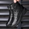 Мужские шерстяные теплые кожаные ботинки на осень и зиму, утепленные, повседневные, с высоким берцем, для занятий спортом на открытом воздухе, зимние ботинки