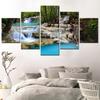 5 Panel Canvas Print Forest Waterfall Landscape Painting Module Wall Art Home Decor Picture Aesthetic Room Decoration Poster No Frame