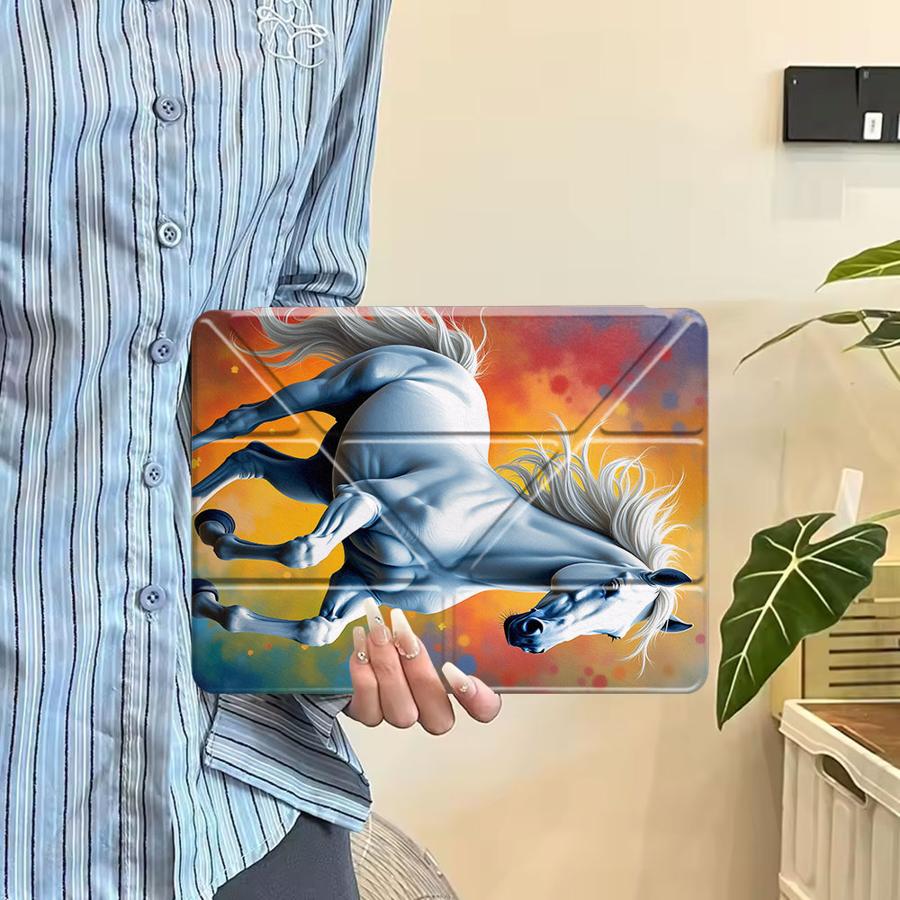 Чехол-планшет Белая Лошадь Бегущая Для iPad Air 4 5 M3 M2 1 2 M4 11 дюймов Pro 11-го 10-го 9-го 8-го 7-го 12,9 дюйма Pro 2025 Mini 6 7 Держатель