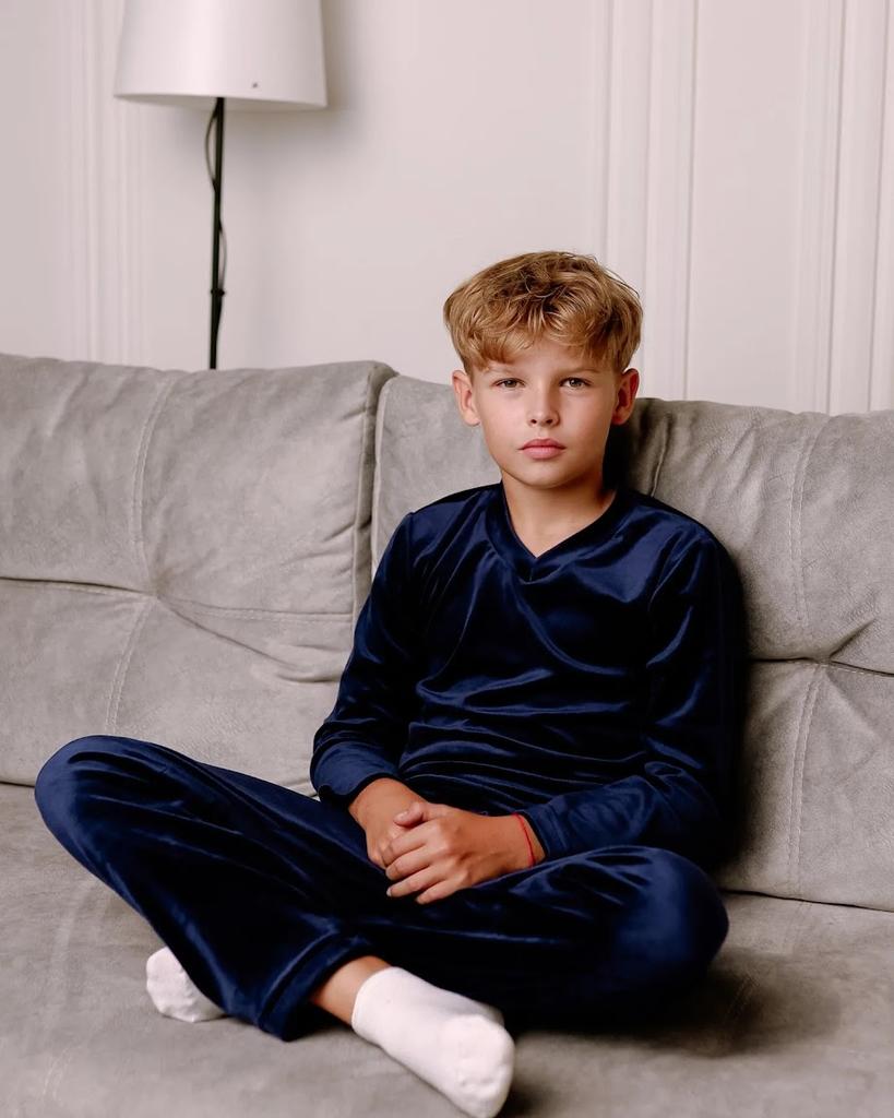 Пижама – Плюшевый велюровый комплект для мальчиков-подростков, Теплый зимний комфорт, Зима, 6412-030 HC