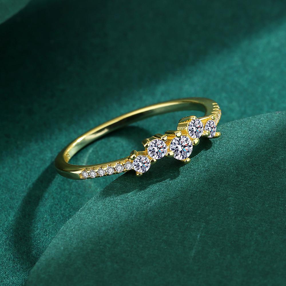 Fashion 18K Gold Geometric Circle Couple Ring For Women Small Diamond Crystal Genuine Sterling Silver Gift Jewelry