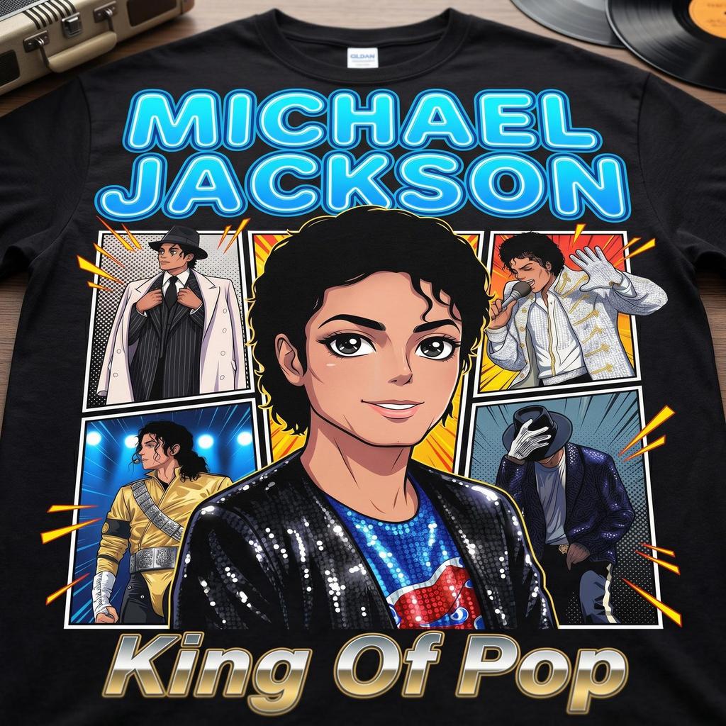 Michael Jackson King Of Pop Shirt Vintage Anime Comic Tee Retro Art