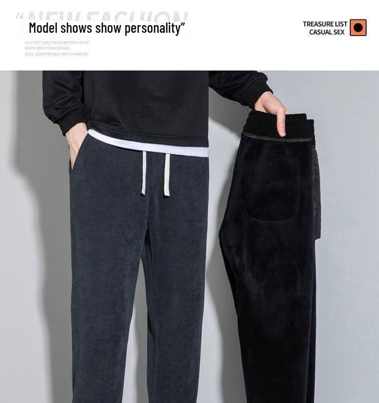 Corduroy-Velvet Men's Loose Drawstring Work Wear Pants 2024 - Casual, All-Match Sweatpants Trousers