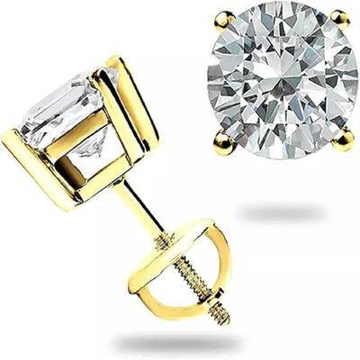 Jewels Prim 1.0 карат Круглой огранки Лабораторно выращенные серьги-пусеты с бриллиантами из цельного настоящего белого золота 14 карат с винтовым замком для женщин на день рождения