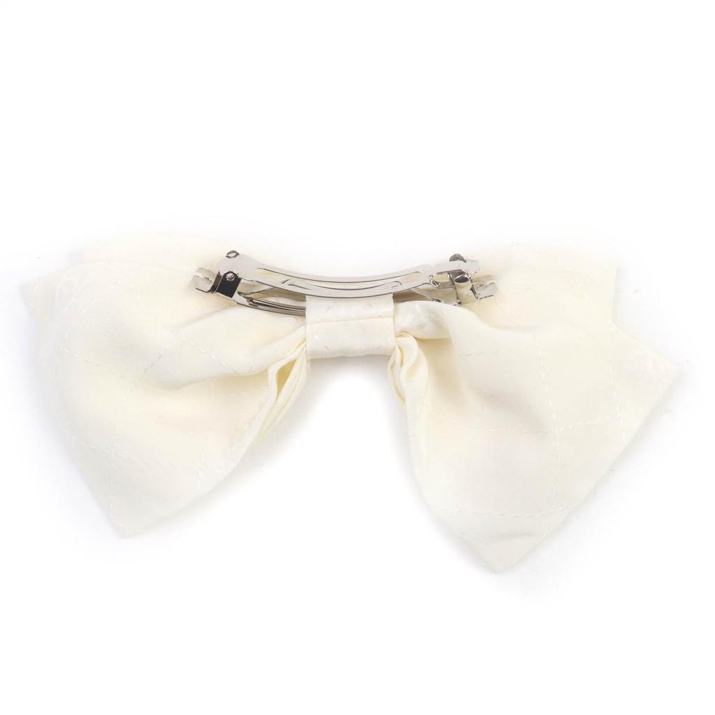 CHANEL hair accessory Ribbon barrette white silk Women 25C AAA730 Used