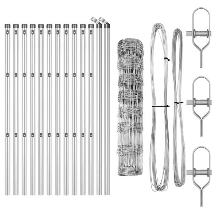 Clôture de champ vidaXL 0.8x25 m en acier galvanisé 3351337