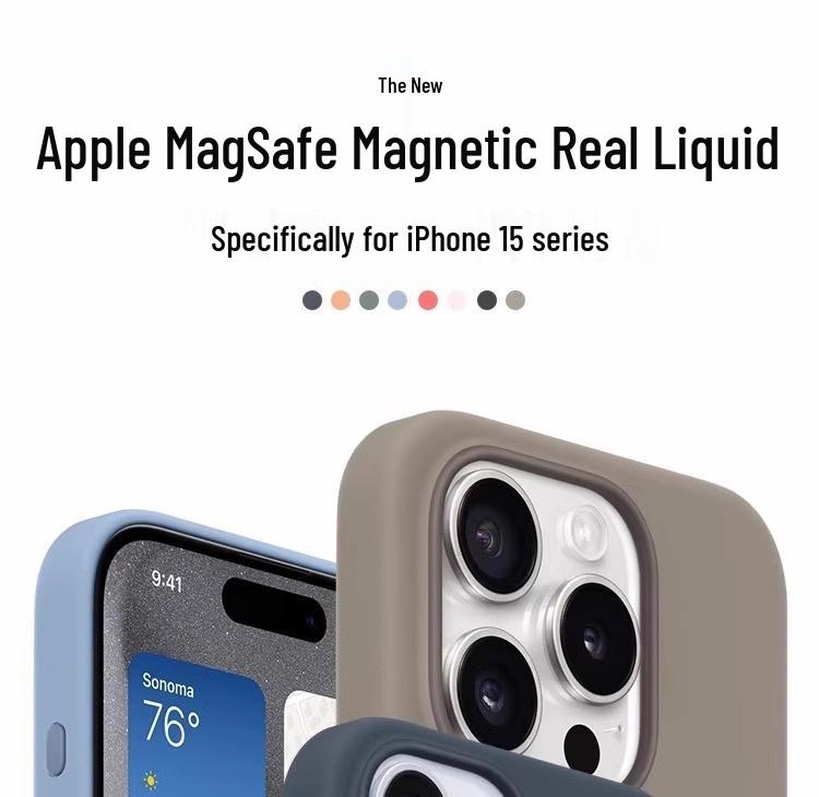 Унисекс магнитный чехол для телефона из жидкого силикона для iPhone 15/15 Pro Max, Ударопрочный