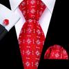 Barry Wang Men Tie Hankerchief Cufflinks Set Red Snowflake Cartoon Pattern Christmas Atmosphere Tie