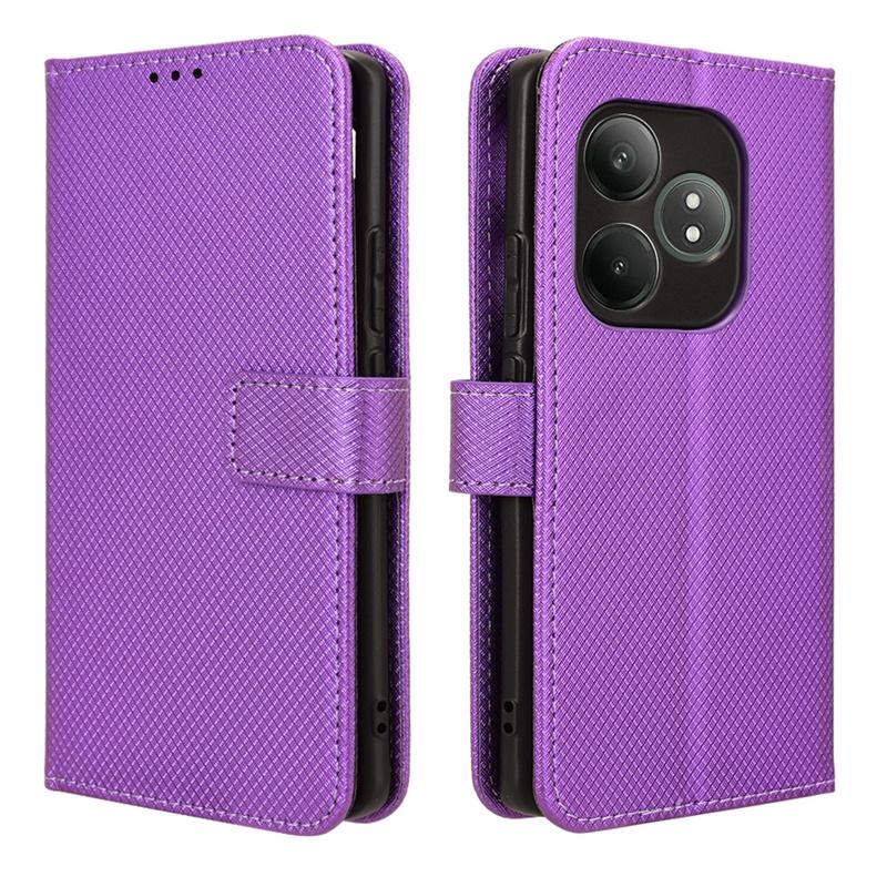 Diamond Pattern Flip Wallet Leather Case for Realme GT 6T GT6 Magnetic Card Slots Stand Phone Bag Cover for Realme GT Neo 6 6 SE