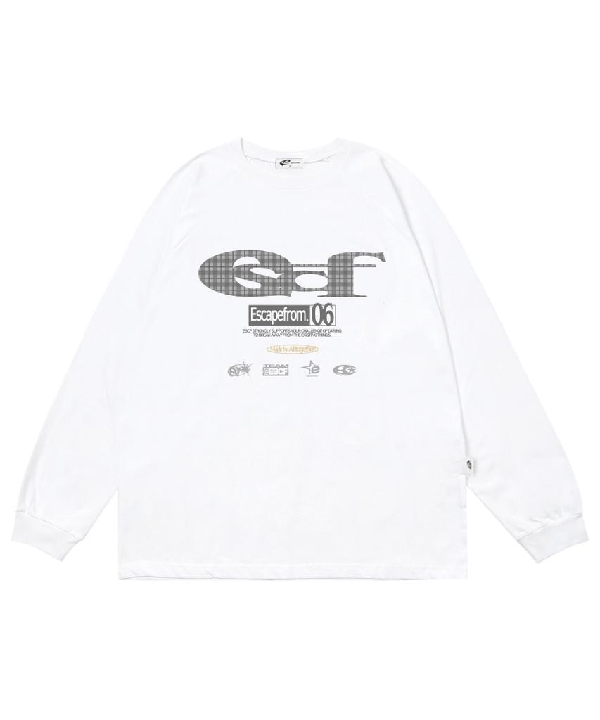 ESCAPEFROM Grey Check Escf Logo Collage Print Long Sleeve [3 Colors]