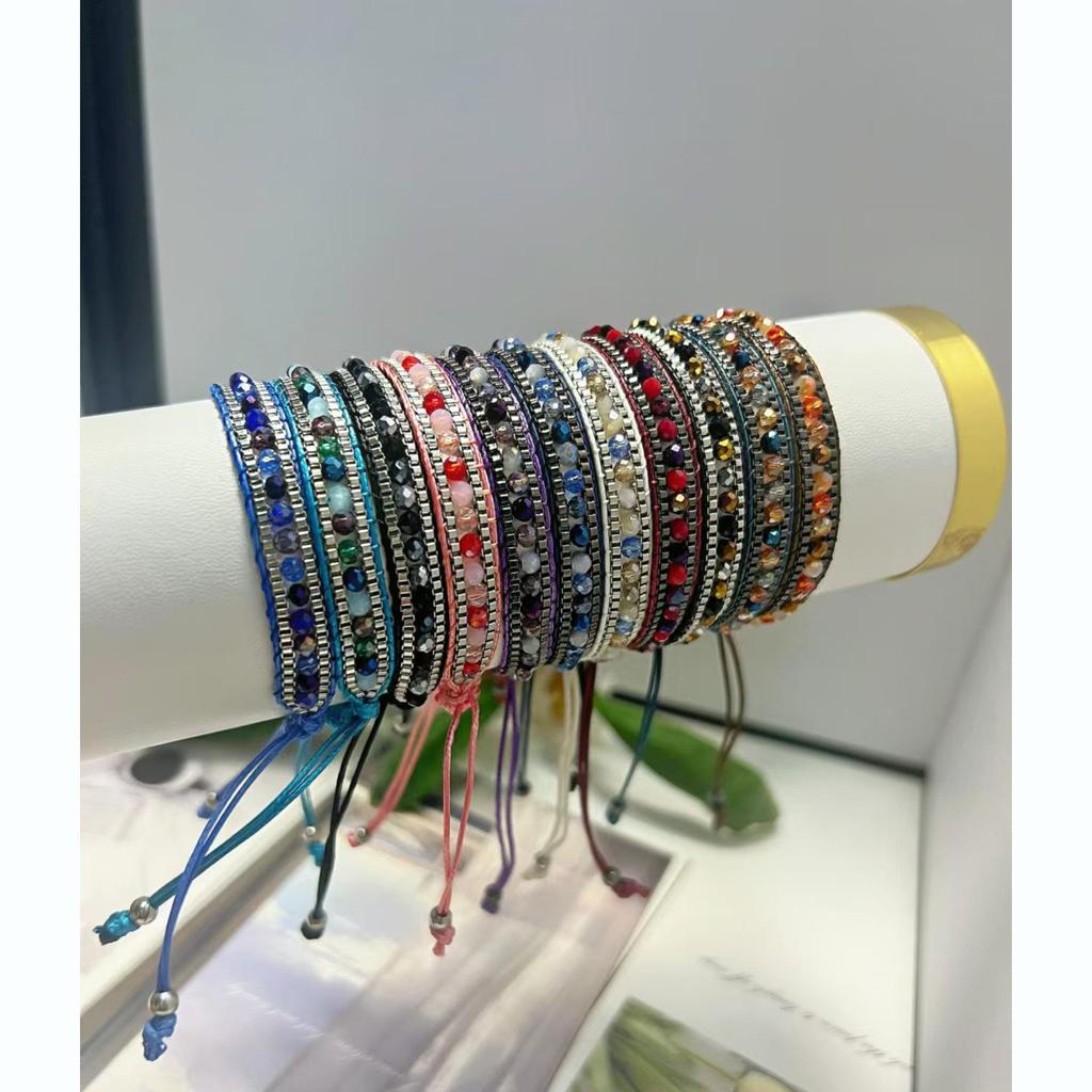 Европейский и американский плетеный вручную кристальный ретро этнический браслет дружбы для женщин