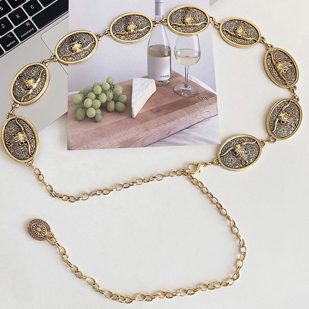 Vintage Bohemian Style Waistband Flower Ethnic Style Belt Metal Waist Chain Beach Accessories