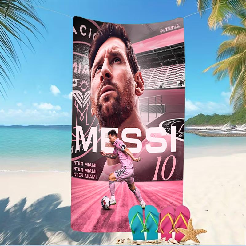 Пляжное полотенце с узором Inter Miami CF - мягкое, впитывающее, можно стирать в машине, легкое и современное, для плавания, незаменимое в путешествии