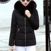 Fashion Women Winter Warm Hooded  Cotton  Winter Jacket Solid Long-Sleeved Coat